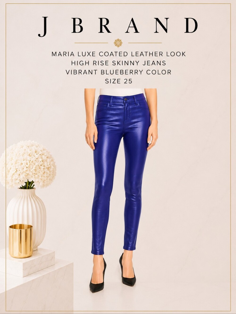 J Brand Maria Luxe Coated Leather Look High Rise Skinny Jeans in Blueberry 25